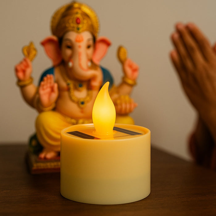 Solar Powered LED Flameless Candle Light (1 Pc)