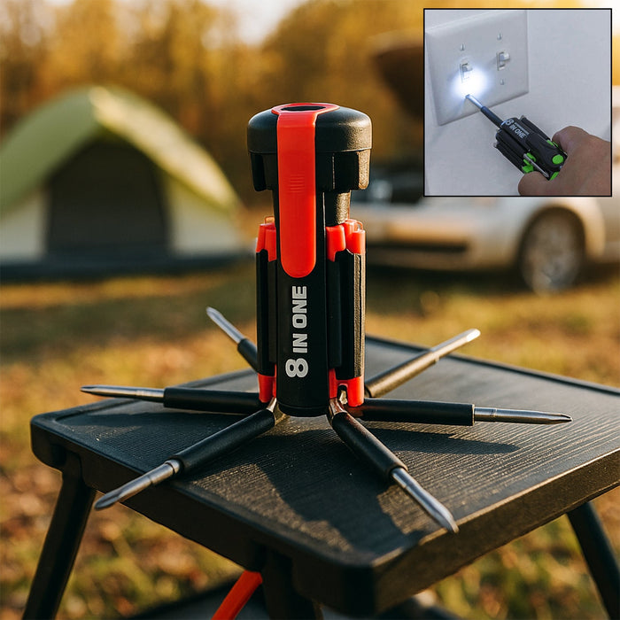 8 in 1 Multi-Function Screwdriver Kit with LED Portable Torch by Your Brand