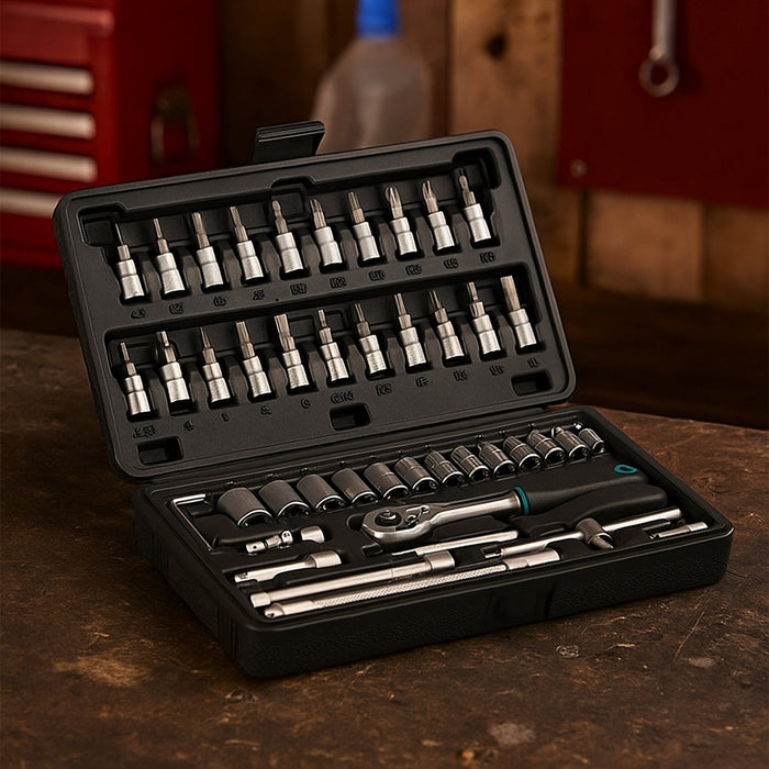  46pcs Metal Socket Set (Black, 46pcs) - main product shot