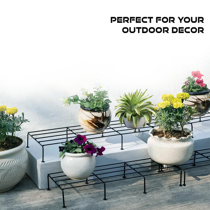 Metal Rectangle Flower plant stand for balcony (60×20 Cm / 2 Pc Set) by Your Brand