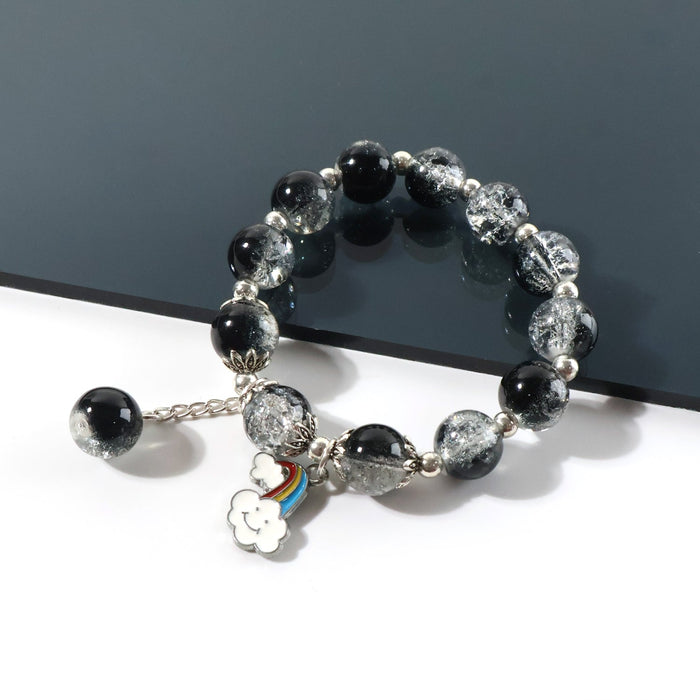 Elegant Black & Crystal Beaded Charm Bracelet by Your Brand