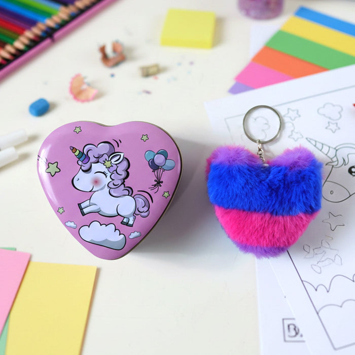 Heart Shape Gift Box & Plush Keychain (2 Pc) by Your Brand