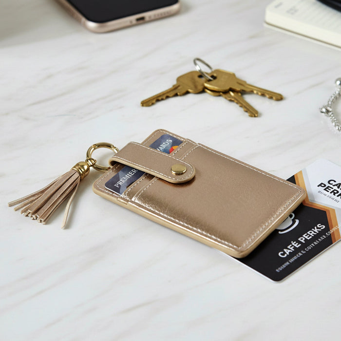 PU Leather Card Holder Wallet with Button Strap (1 Pc) by Your Brand