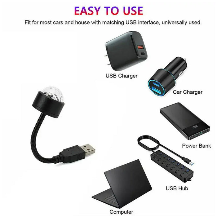USB Star Projector & Disco Ball Light for Car & Bedroom Decor by Your Brand