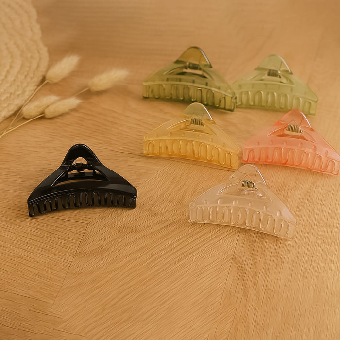 Triangle Shape Mix Color Plastic Hair Claw Clip for Women and Girls – 1 Pc