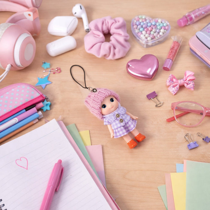 Cute Mini Doll Hanging Keychain Set (6 Pc Mix Color) by Your Brand