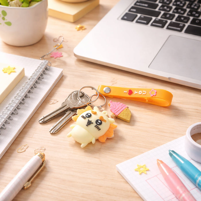 Cute Cartoon Animal Ice Cream Strap Keychain (1 Pc) by Your Brand
