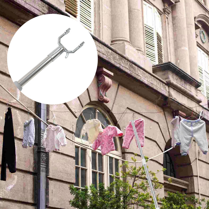Stainless Steel Telescopic Pole Clothes Hooks Hanger (1 Pc / 155 cm) by Your Brand