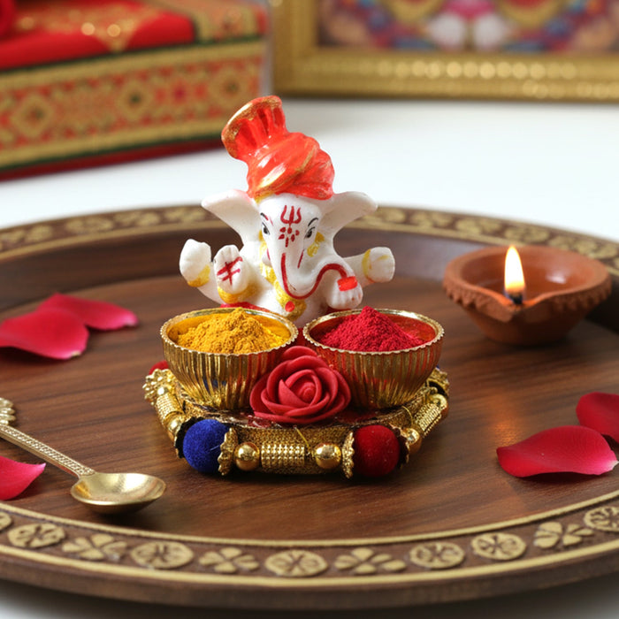 Decorative Lord Ganesha Pooja Thali Set (1 Pc) by Your Brand