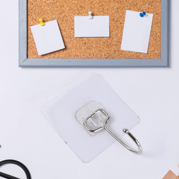 Transparent Large Stainless Steel Self Adhesive Wall Hooks (1 Pc) by Your Brand