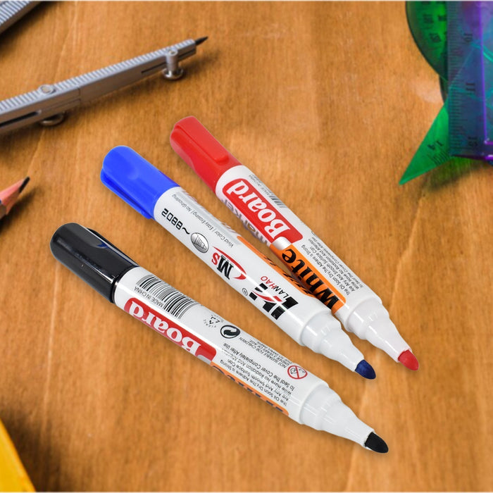 Whiteboard Marker Set (Blue, Black, Red) with Board Duster - Pack of 4 by Your Brand