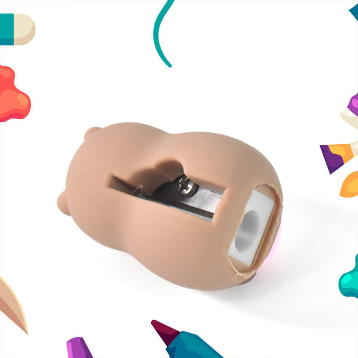 Cartoon Shape Pencil Sharpener with Built-In Eraser (1 Pc) by Your Brand