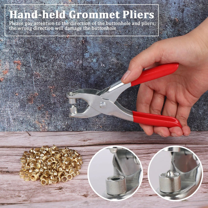 Grommet Setting Tool with 25 PCS Gold Eyelets Grommets Steel Hole Punch
