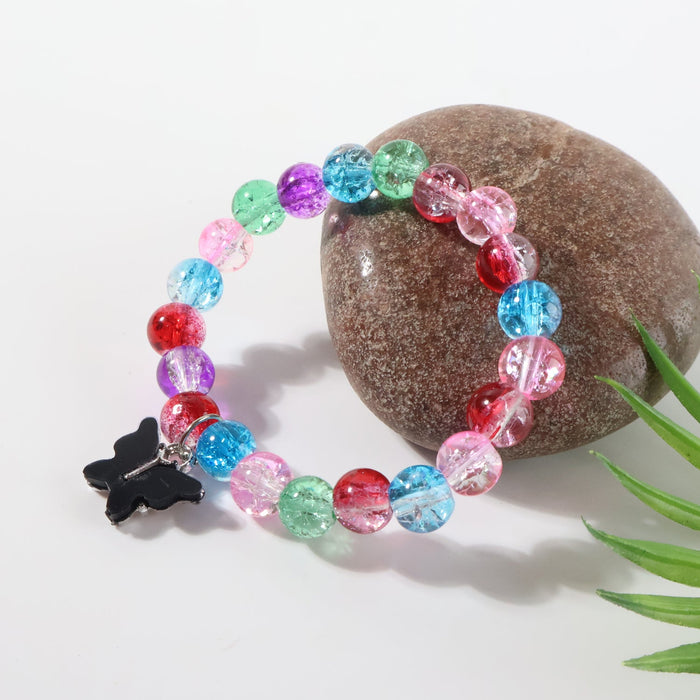 Premium Multicolor Crackle-Bead Stretch Bracelet (1 Pc) by Your Brand