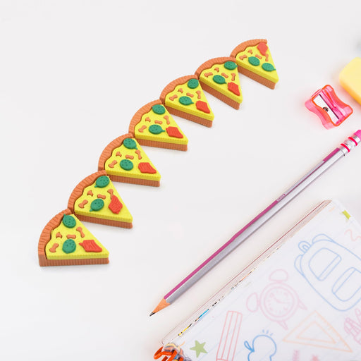 3D Pizza Slices Eraser Set – Fancy & Colorful Stationery for Kids & Gifts (7 slice) by Your Brand