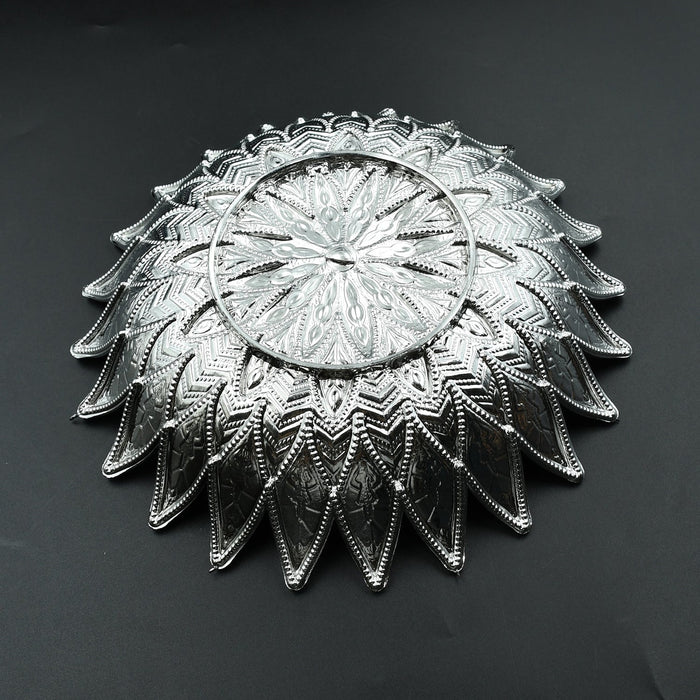 Silver-finish traditional serving tray for home and gifting India