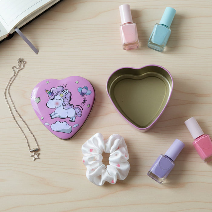 Heart Shaped Unicorn Printed Multipurpose Storage Box (1 Pc) by Your Brand