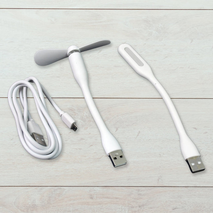 Portable Mini USB Fan, USB Light & Micro USB Cable (3 Pcs Set) by Your Brand