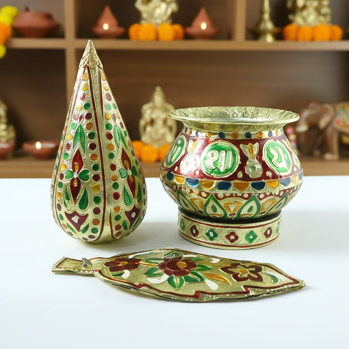 Traditional Decorative Pooja Kalash (1 Set) by Your Brand