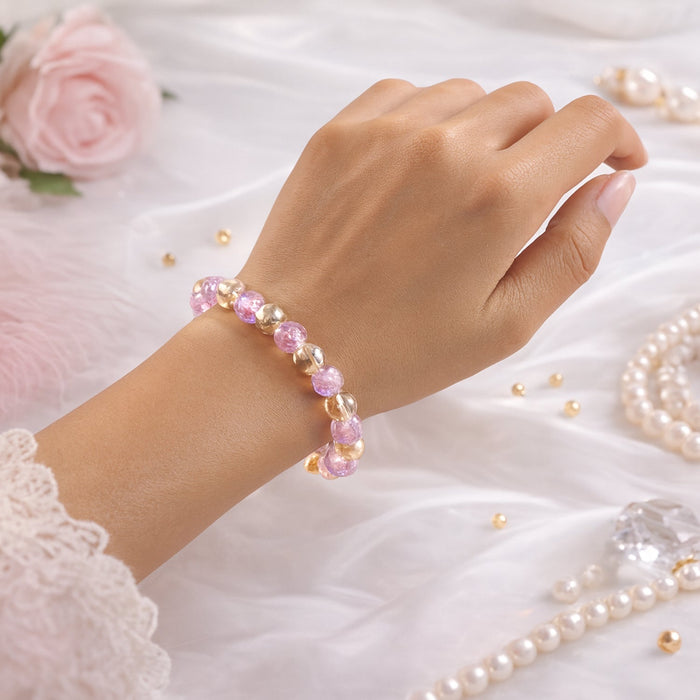 Elegant Dual-Tone Crystal Beaded Stretch Bracelet (1 Pc) by Your Brand