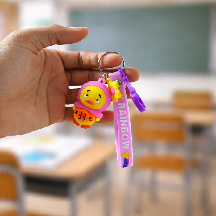 Cute Rainbow Strap Cartoon Duck Keychain (1 Pc) by Your Brand