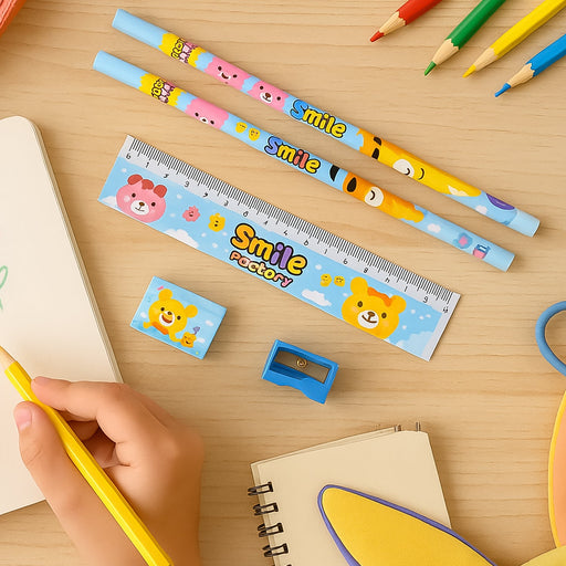 Wooden Pencil Set (5 Pc): School Supplies, Stationery Set for Kids by Your Brand
