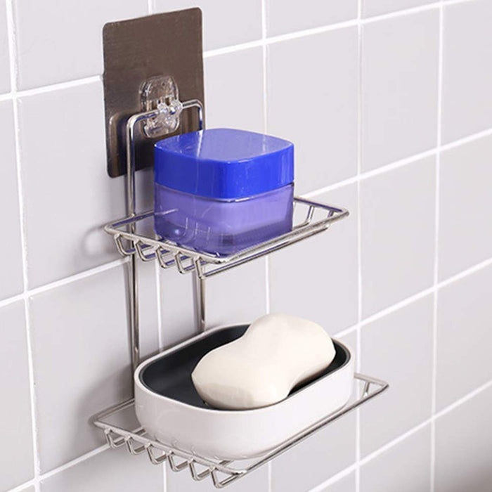 Kitchen Bathroom Soaps Storage Rack with 2 Hook for Home by Your Brand