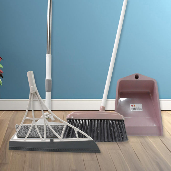 Dustpan, Kitchen Wiper, Window Cleaning Squeegee Tool & Broom Brush, (4 Pcs Combo) by Your Brand