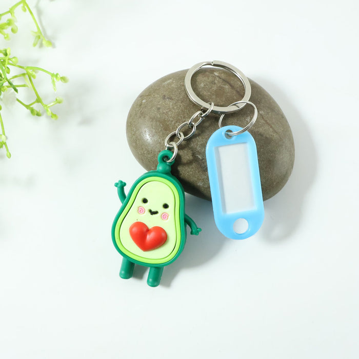 Cute Avocado Cartoon Keychain with Name Tag Holder (1 Pc) by Your Brand