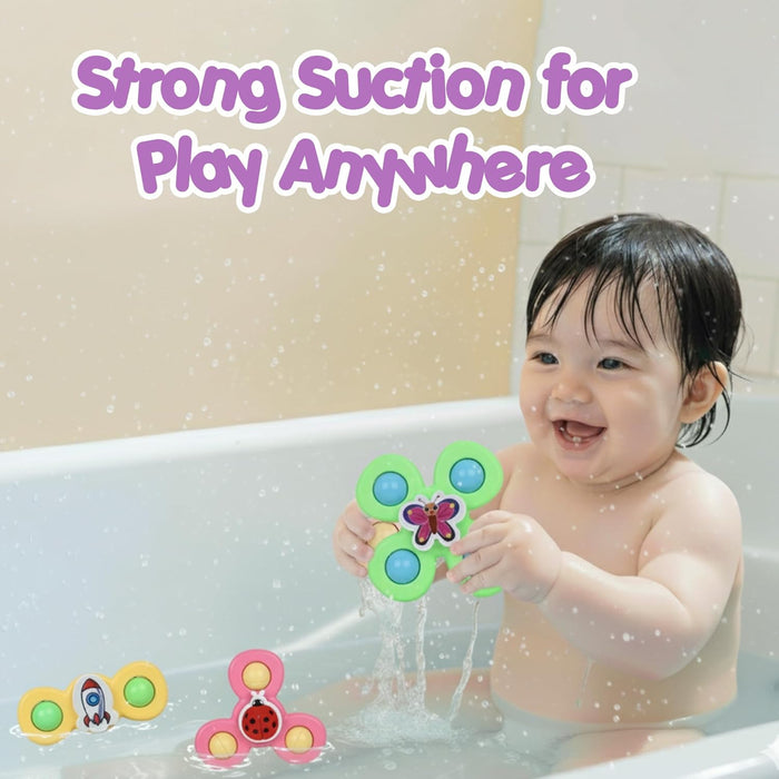 Colour Baby Spinner Toy Set – Suction Cup Sensory Spin Toys (3 Pc Set) by Your Brand