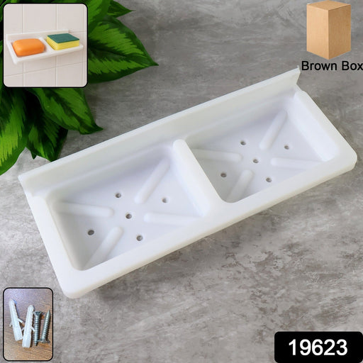 Wall Mounted Double Compartment Soap & Sponge Holder (1 Pc) by Your Brand