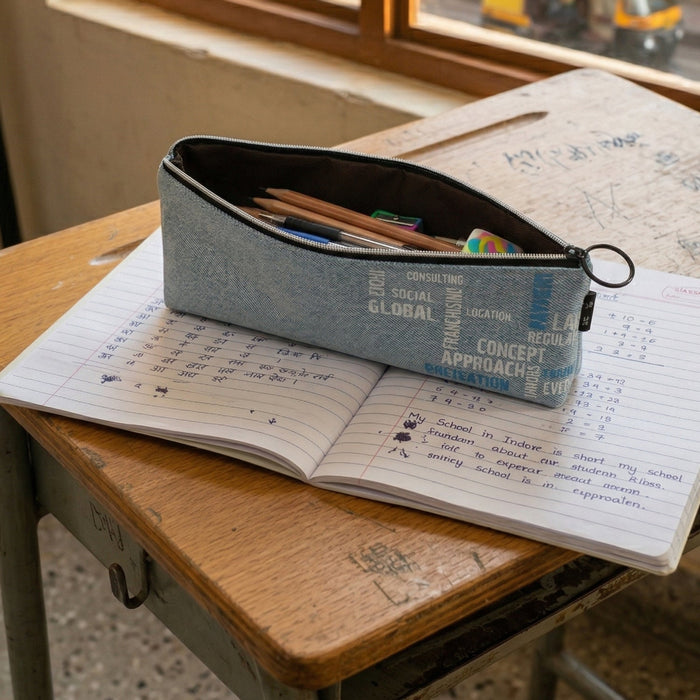 Stylish Fabric Zipper Pencil Pouch (1 Pc)