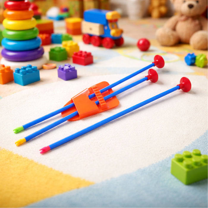Plastic Archery Bow Arrow Toy Set with single knife and 3pc Arrow and Target Board by Your Brand
