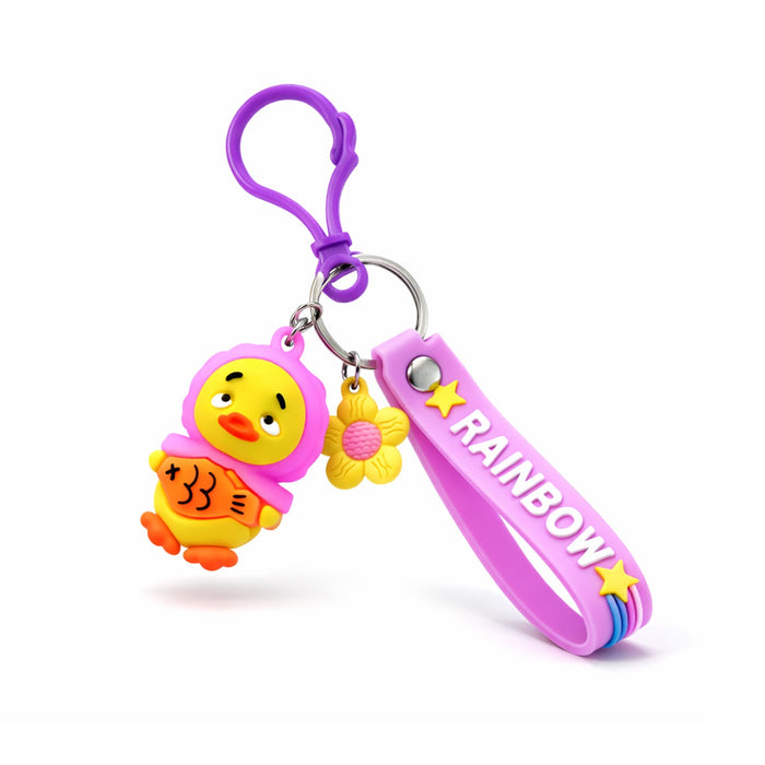 Cute Rainbow Strap Cartoon Duck Keychain (1 Pc) by Your Brand