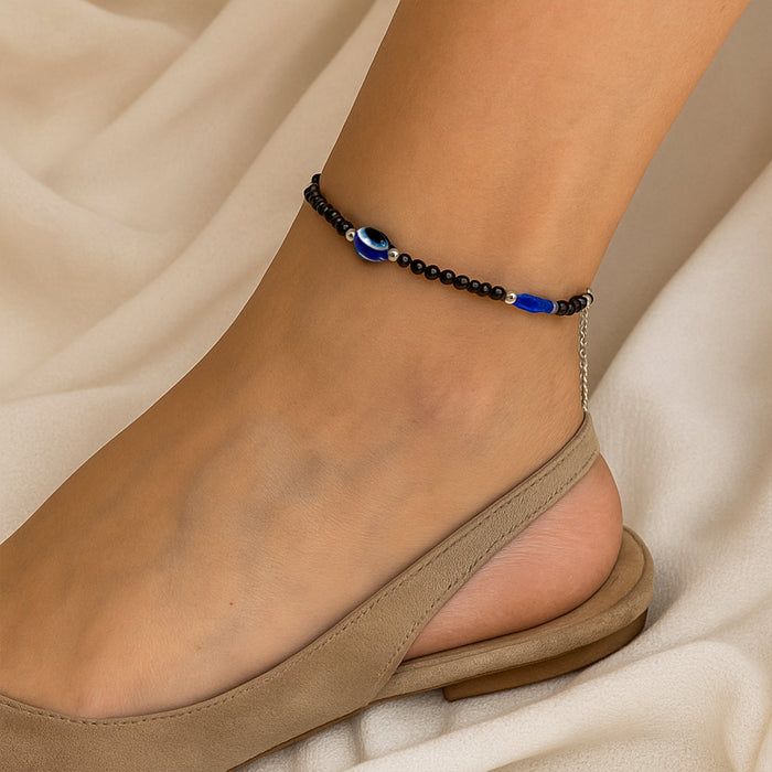 Adjustable Black Bead Evil Eye Protection Bracelet Set (2 Pc) by Your Brand