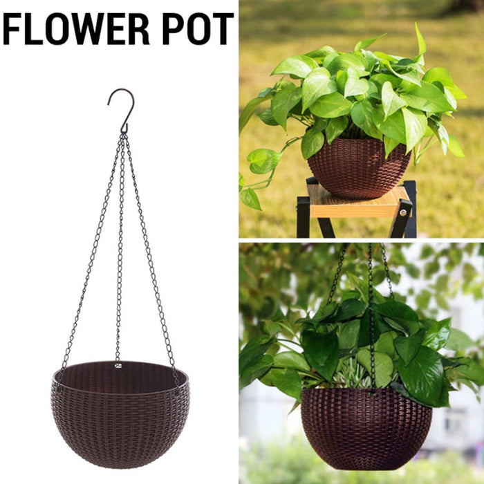Plastic Hanging Flower Pot and Flower Pot with Chain (6 Pc) by Your Brand
