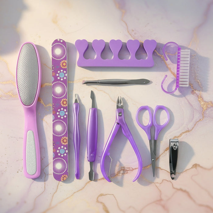 Personal Grooming Manicure & Pedicure Nail Care Tool Set (10 Pc Set)