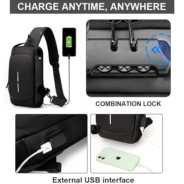 TrendGuard Anti-Theft Crossbody Sling Bag - USB Charging Port by Your Brand