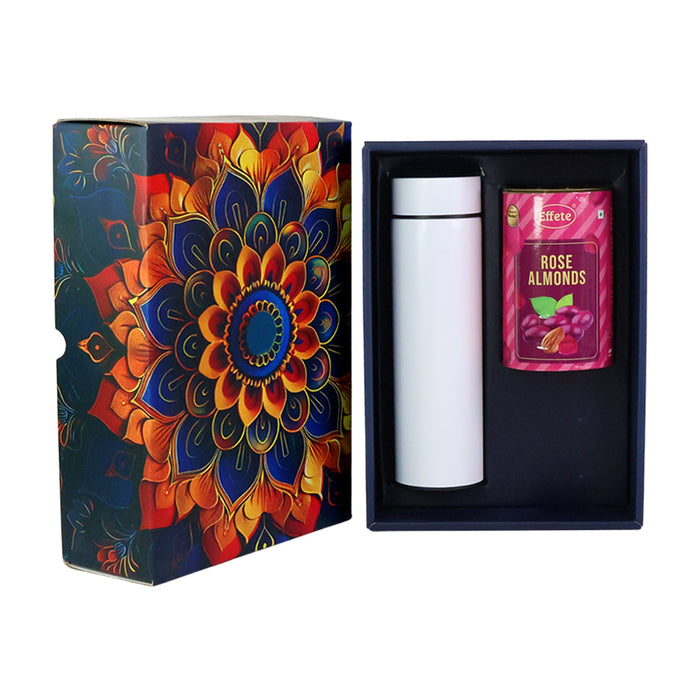 Effete Rose Almonds Gift Hamper, Golden With Bottle (2 Pc Set), Mix Color by Your Brand
