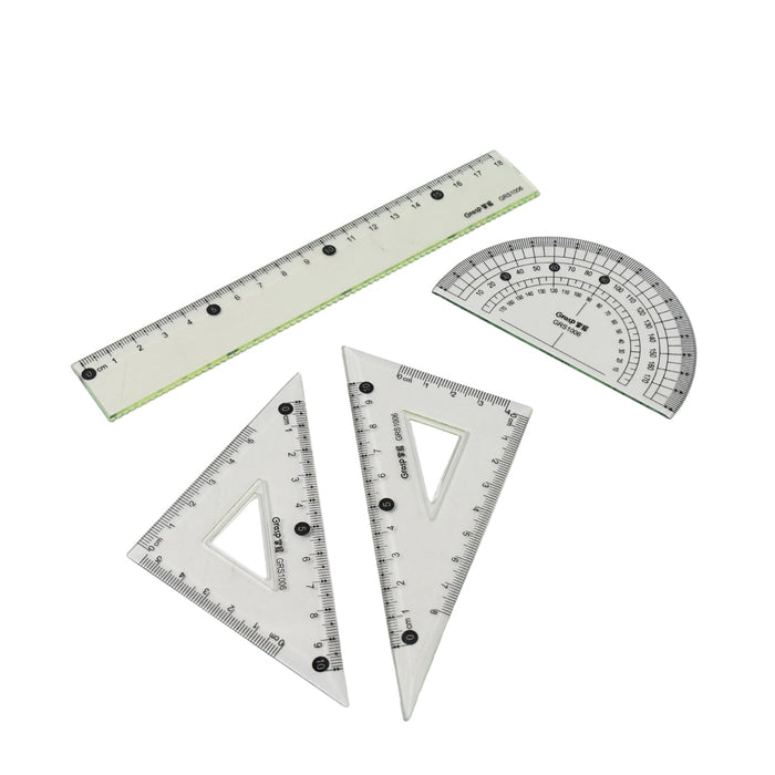 4-Piece Geometry Set, Triangle Ruler Protractor Straight Ruler by Your Brand