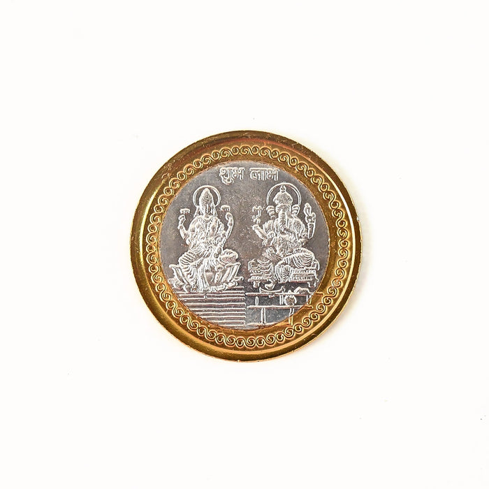 Premium Gold & Silver Dual-Tone Religious Coin with Lakshmi Ganesh Design by Your Brand