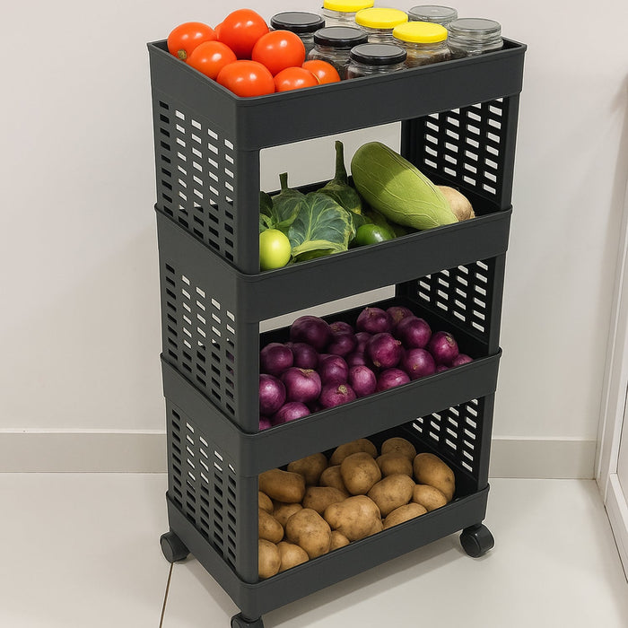 4-Layer Plastic Storage Rack with Wheels by Your Brand