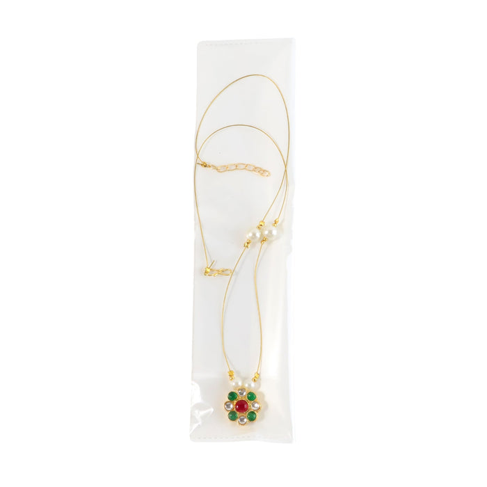 Elegant Traditional Multicolor Stone & Pearl Pendant Chain (1 Pc) by Your Brand