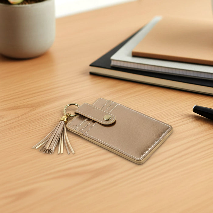 PU Leather Card Holder Wallet with Button Strap (1 Pc) by Your Brand