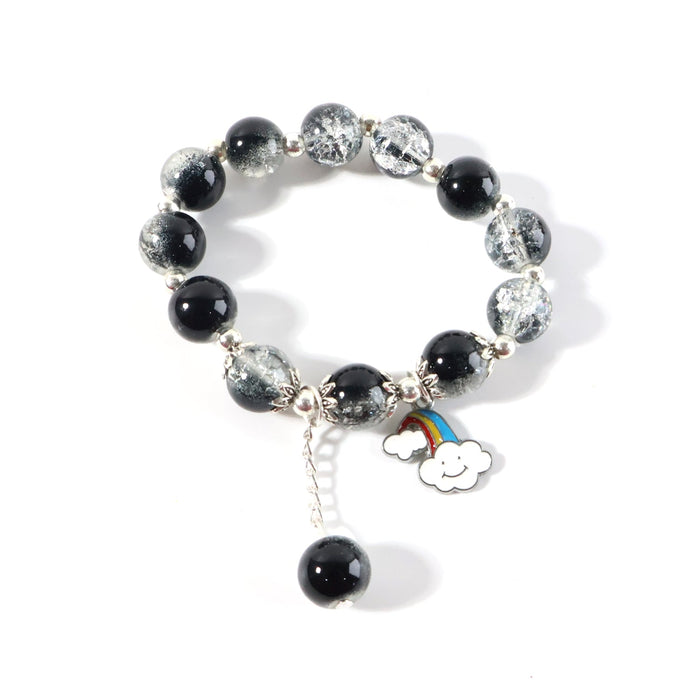 Elegant Black & Crystal Beaded Charm Bracelet by Your Brand