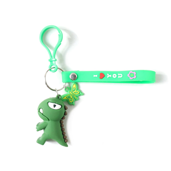 Cute Dinosaur Cartoon Keychain with Silicone Strap (1 Pc) by Your Brand