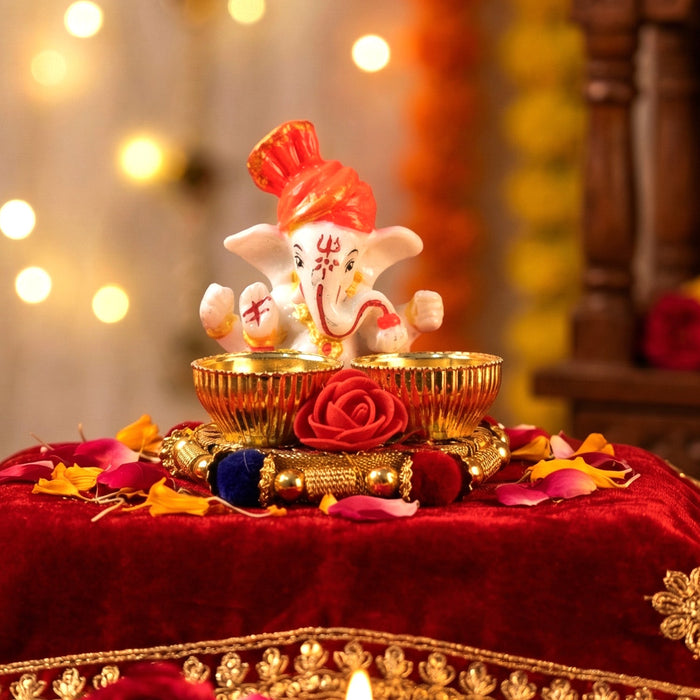 Decorative Lord Ganesha Pooja Thali Set (1 Pc) by Your Brand