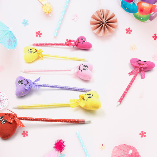 Cute Cartoon Shape & Heart Design Facy Writting Pen Attached Rattle | Ball Pen Smooth Writing For Wedding , Events & Multiuse Pen Best Pen l Use for Kids (12 Pcs Set Mix Design & Color) by Your Brand