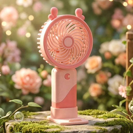 Portable USB Rechargeable Mini Fan with LED Light (1 Set) by Your Brand