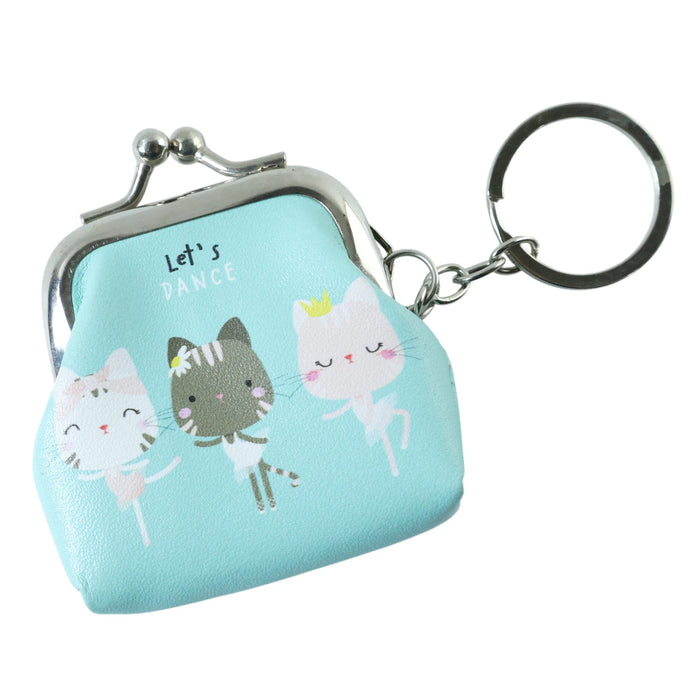 Cute Cartoon Cat Printed Mini Coin Purse Keychain (1 Pc) by Your Brand